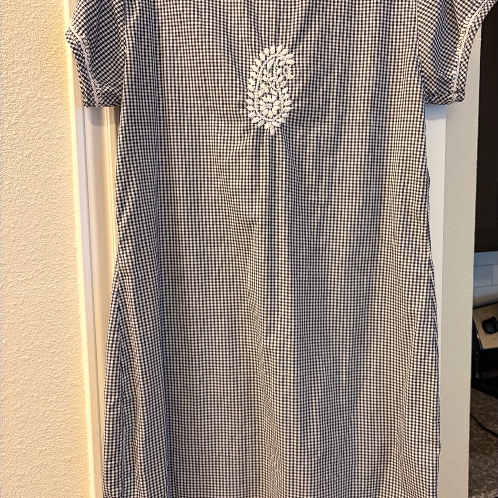 Embroidered Black & White Gingham Dress - Picture 7 of 7
